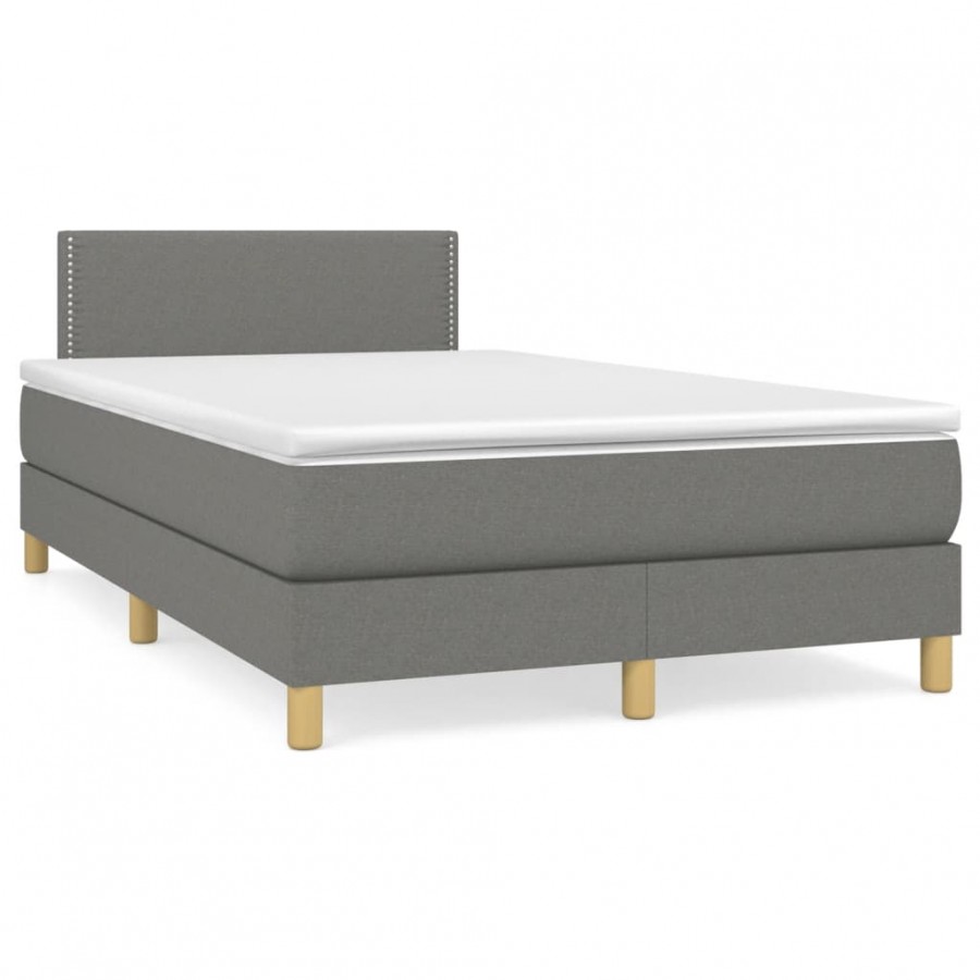 Cadre de lit avec matelas gris foncé 120x190cm tissu