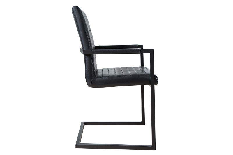 Lot de 4 chaises alliant simili cuir noir laqué et acier inoxydable