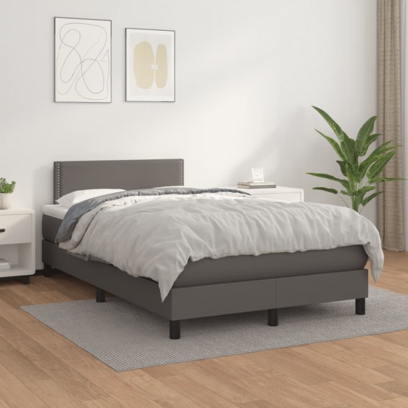 Cadre de lit avec matelas gris 120x190 cm similicuir