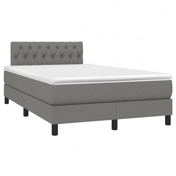 Cadre de lit matelas LED gris foncé 120x190 cm tissu