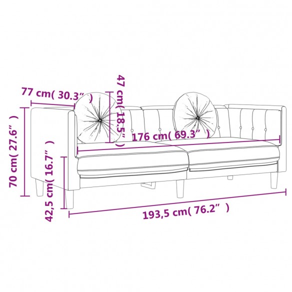 Ensemble de canapés 3 pcs avec coussins vert foncé velours