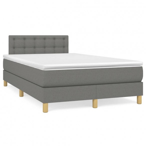 Cadre de lit avec matelas gris foncé 120x190cm tissu