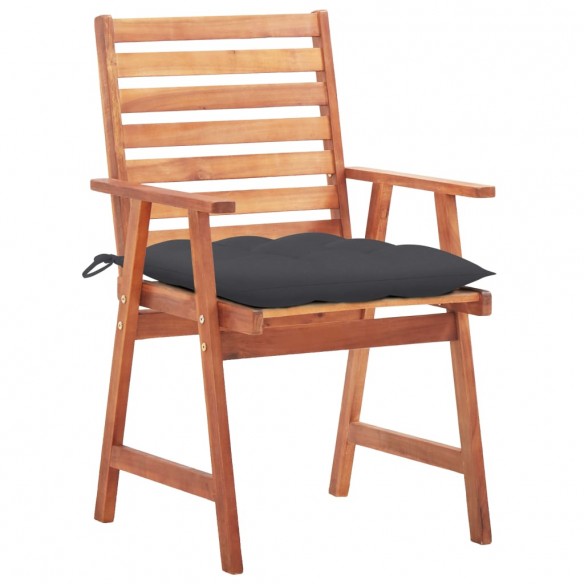 Chaises à dîner d'extérieur 2 pcs avec coussins Acacia massif