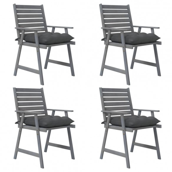 Chaises à dîner d'extérieur avec coussins 4 pcs Acacia massif