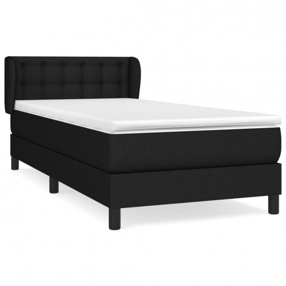 Cadre de lit avec matelas Noir 90x200 cm Tissu