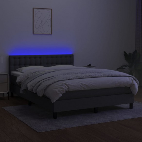 Cadre de lit et matelas et LED Gris foncé 140x200 cm