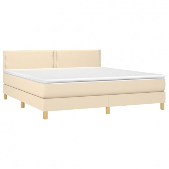 Cadre de lit avec matelas LED Crème 180x200 cm Tissu