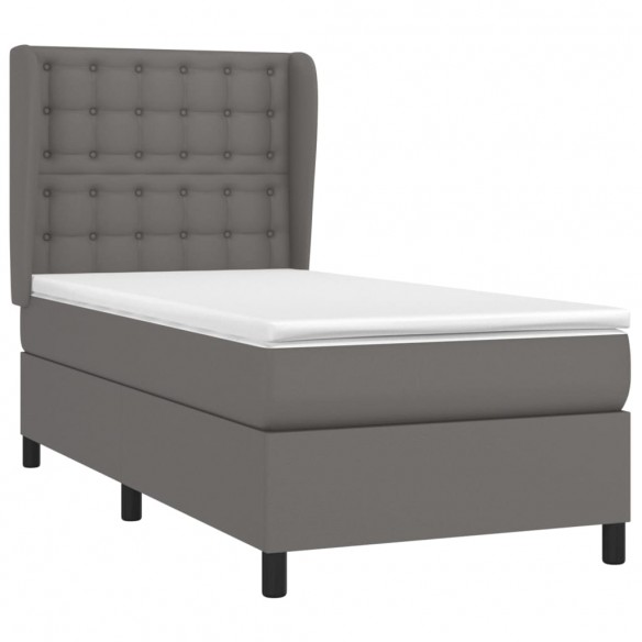 Cadre de lit avec matelas Gris 100x200 cm Similicuir