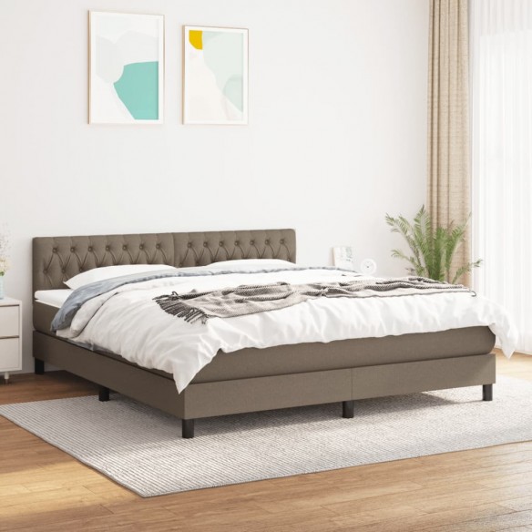 Cadre de lit avec matelas Taupe 180x200 cm Tissu