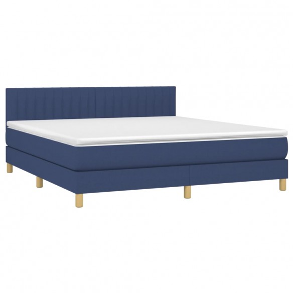 Cadre de lit avec matelas LED Bleu 180x200 cm Tissu