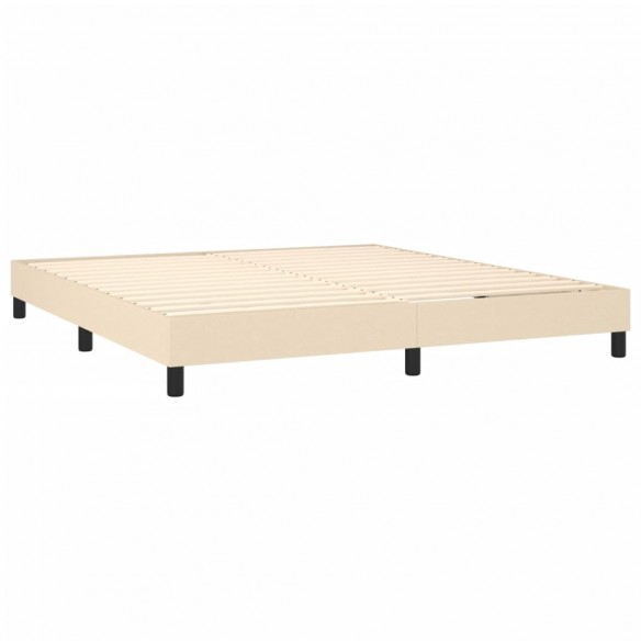 Cadre de lit avec matelas LED Crème 160x200 cm Tissu