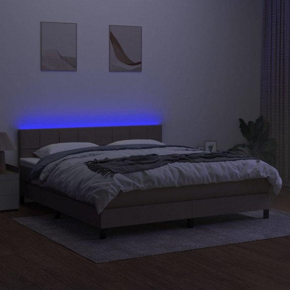 Cadre de lit avec matelas LED Taupe 160x200 cm Tissu