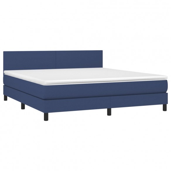 Cadre de lit avec matelas LED Bleu 180x200 cm Tissu