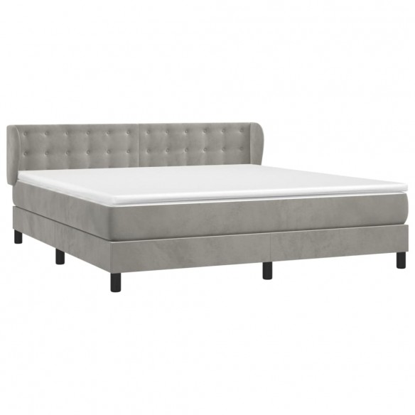 Cadre de lit et matelas Gris clair 180x200cm Velours