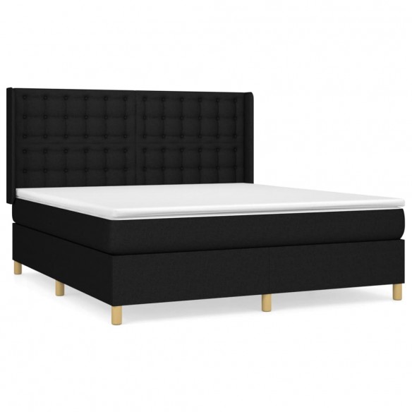 Cadre de lit avec matelas Noir 180x200 cm Tissu