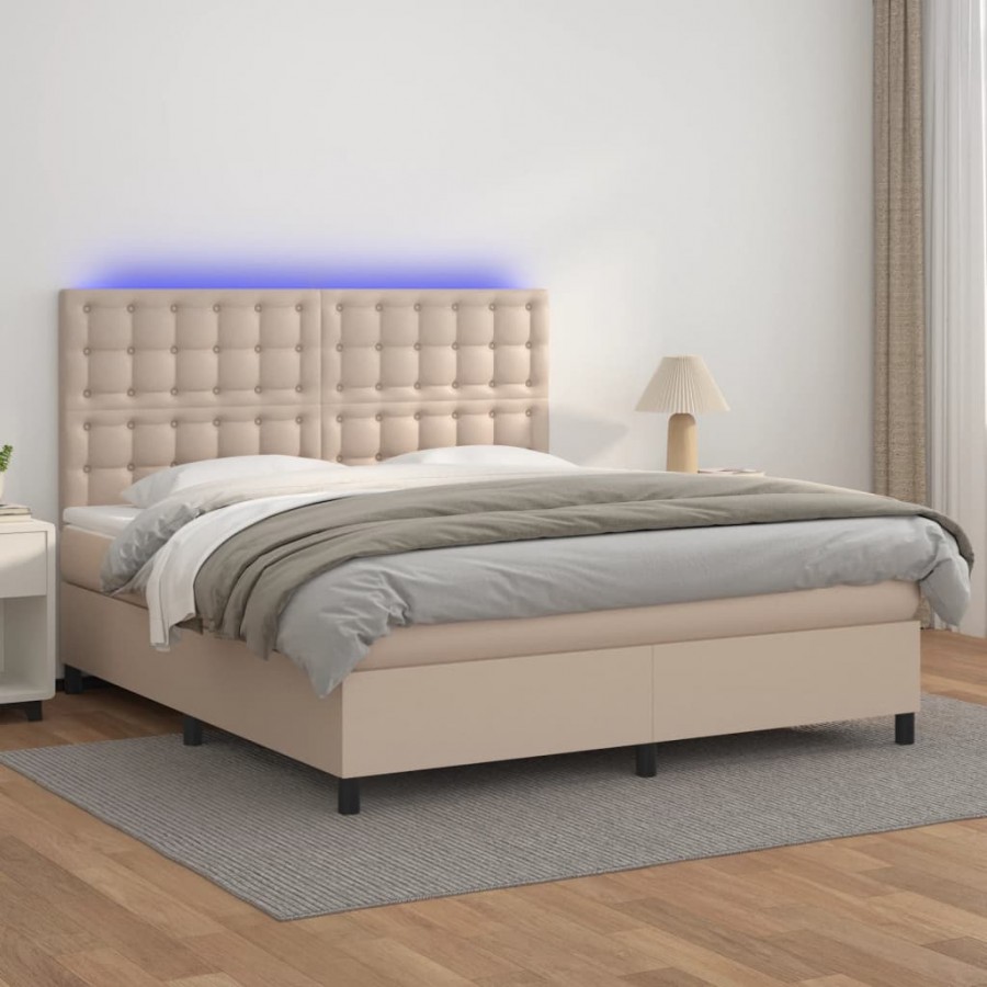 Cadre de lit avec matelas LED Cappuccino 180x200 cm