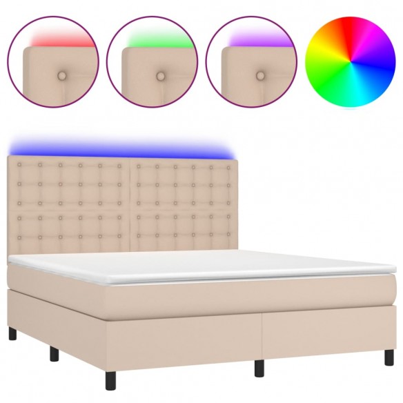 Cadre de lit avec matelas LED Cappuccino 180x200 cm