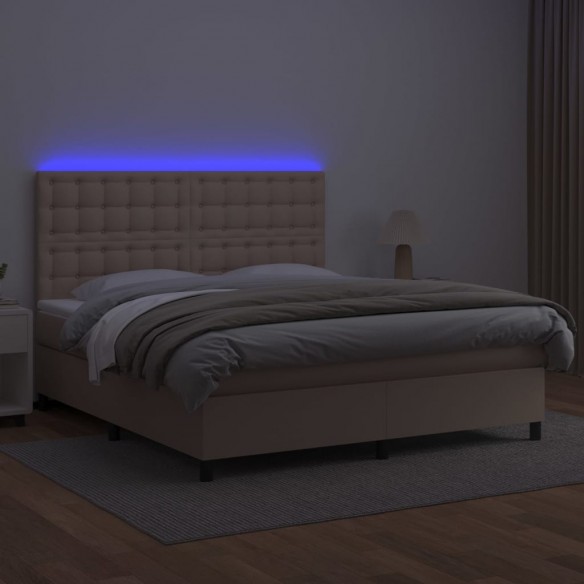 Cadre de lit avec matelas LED Cappuccino 180x200 cm