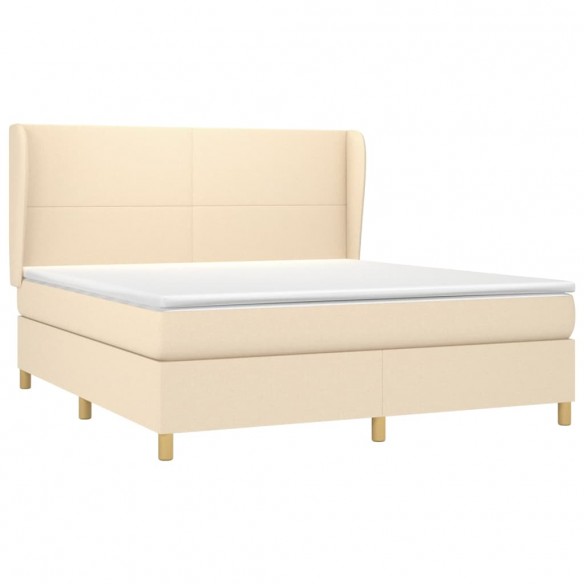 Cadre de lit avec matelas Crème 180x200 cm Tissu