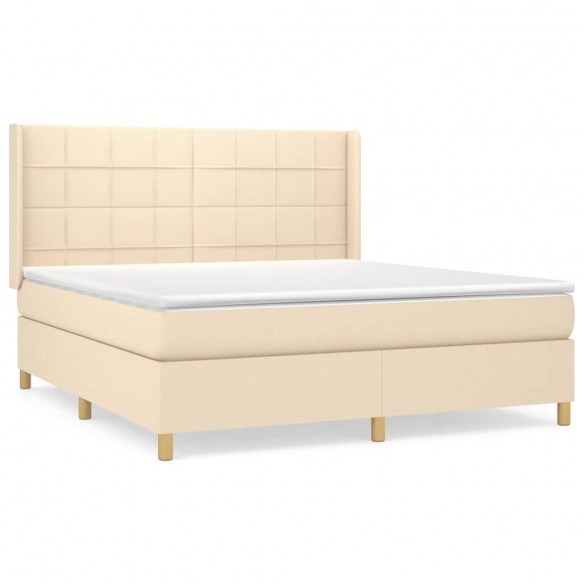 Cadre de lit avec matelas Crème 180x200 cm Tissu