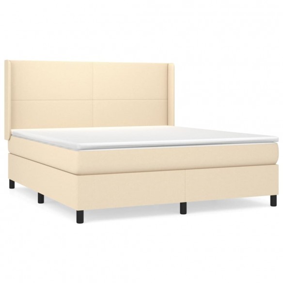 Cadre de lit avec matelas Crème 180x200 cm Tissu