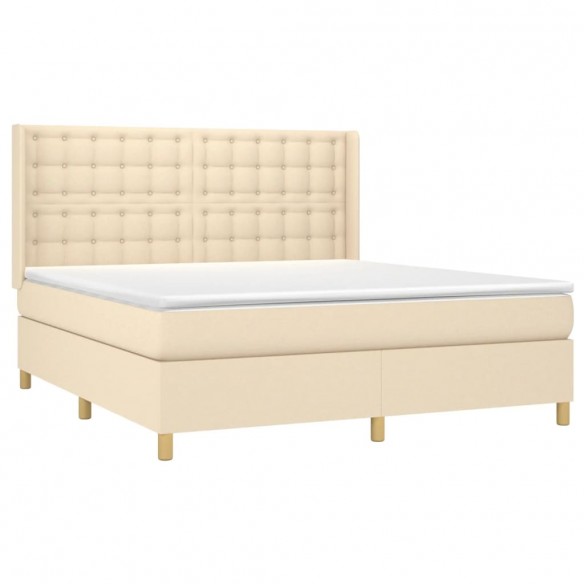 Cadre de lit matelas et LED Crème 180x200 cm Tissu