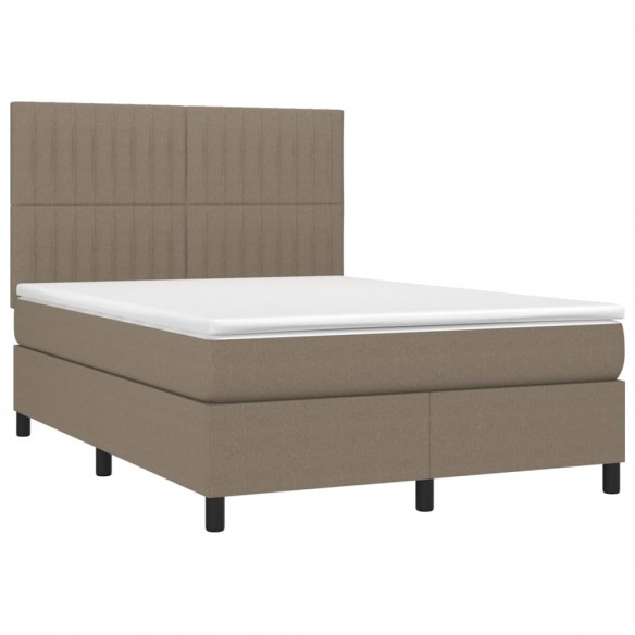 Cadre de lit et matelas et LED Taupe 140x190cm Tissu