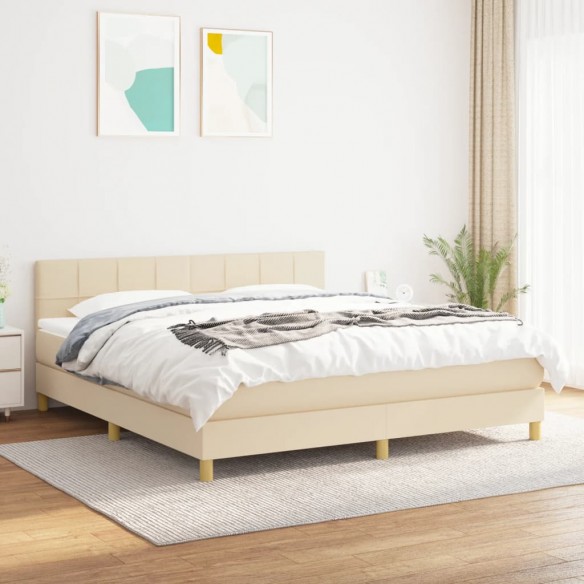 Cadre de lit avec matelas Crème 180x200 cm Tissu