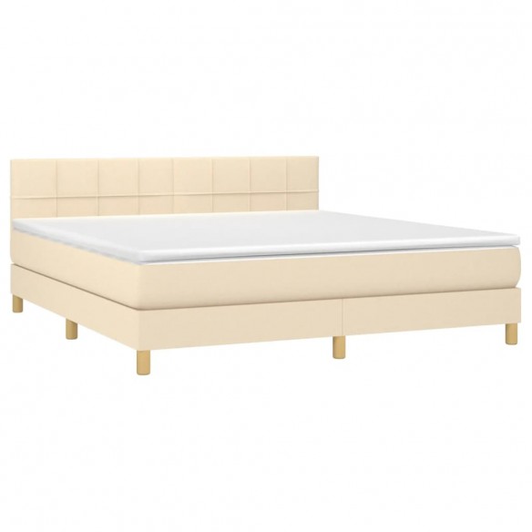 Cadre de lit avec matelas Crème 180x200 cm Tissu