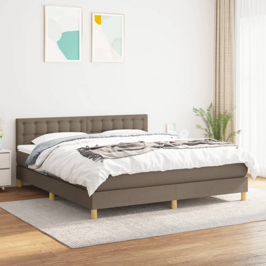 Cadre de lit avec matelas Taupe 160x200 cm Tissu