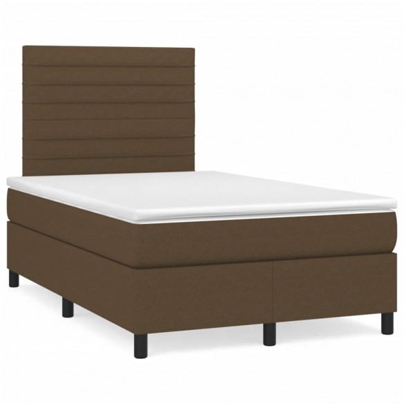 Cadre de lit et matelas marron foncé 120x190cm tissu