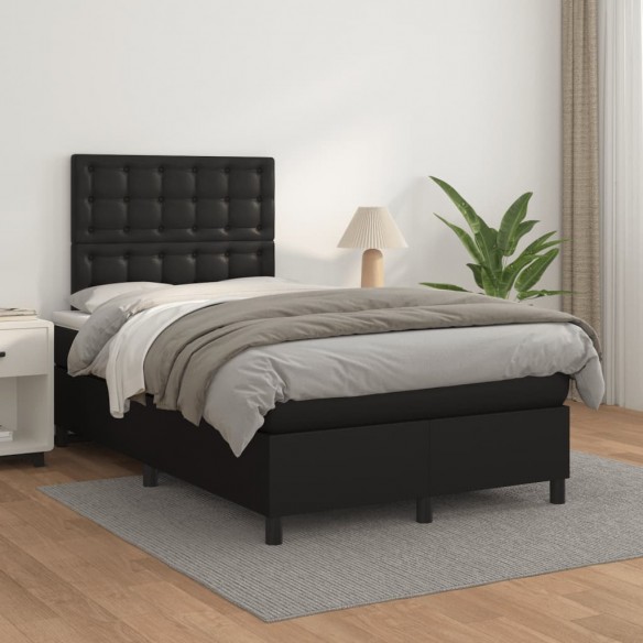 Cadre de lit avec matelas noir 120x190 cm similicuir