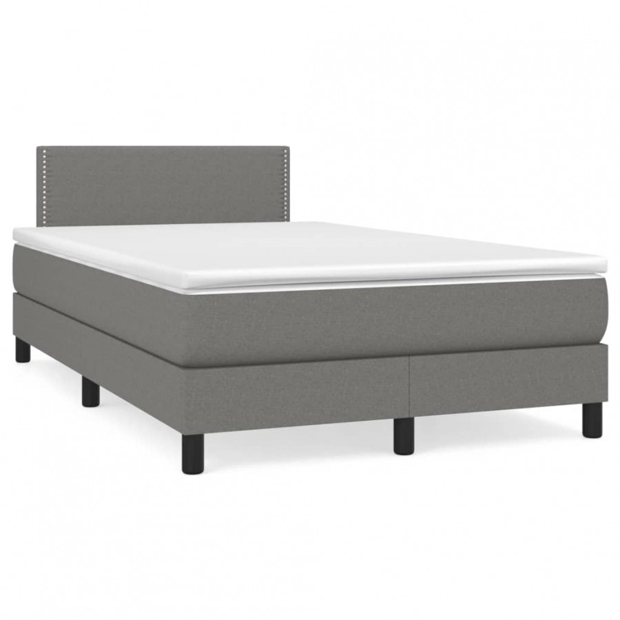 Cadre de lit avec matelas gris foncé 120x190cm tissu