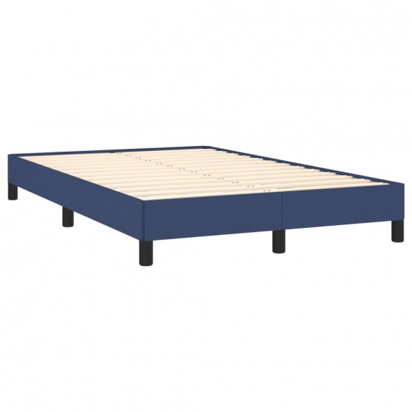 Cadre de lit avec matelas bleu 120x190 cm tissu