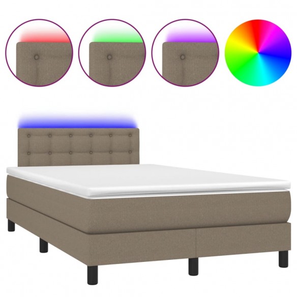 Cadre de lit matelas et LED taupe 120x190 cm tissu