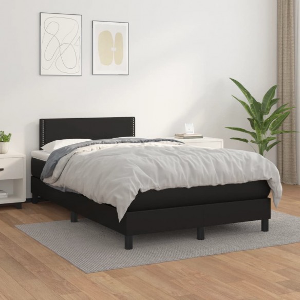 Cadre de lit avec matelas noir 120x190 cm similicuir