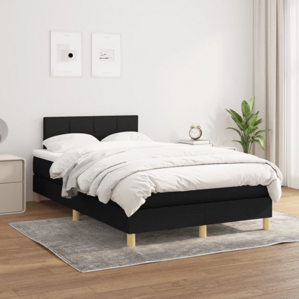 Cadre de lit avec matelas noir 120x190 cm tissu