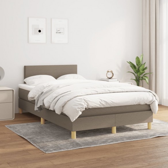 Cadre de lit avec matelas taupe 120x190 cm tissu