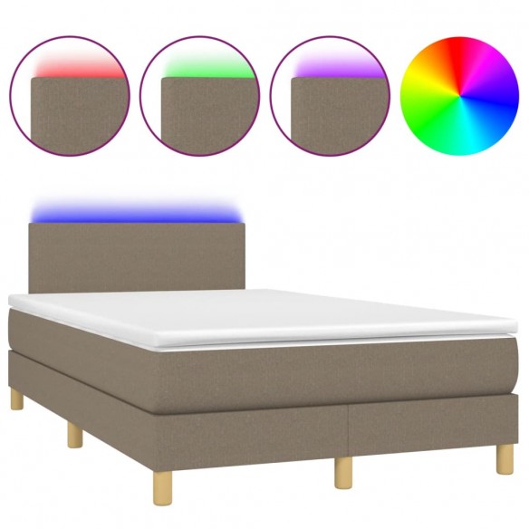 Cadre de lit matelas et LED taupe 120x190 cm tissu