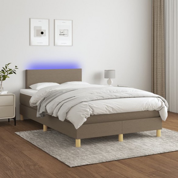 Cadre de lit matelas et LED taupe 120x190 cm tissu