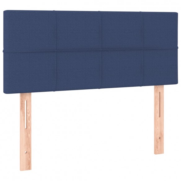 Cadre de lit avec matelas bleu 120x190 cm tissu