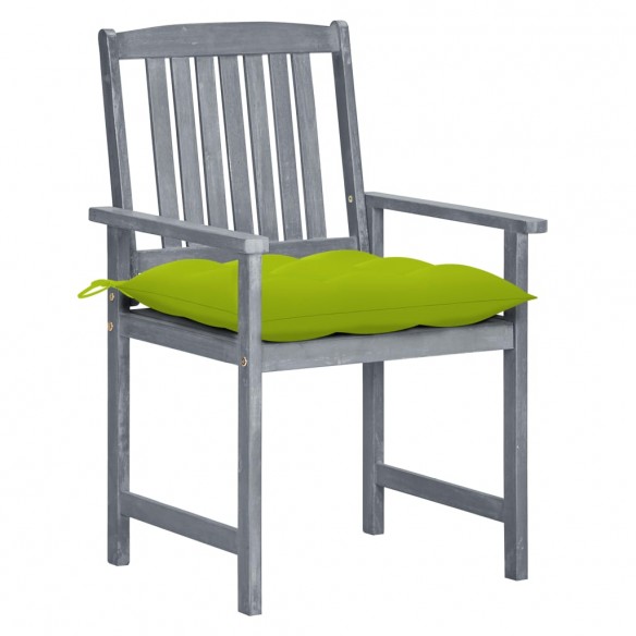 Chaises de jardin avec coussins 4 pcs Gris Bois d'acacia massif