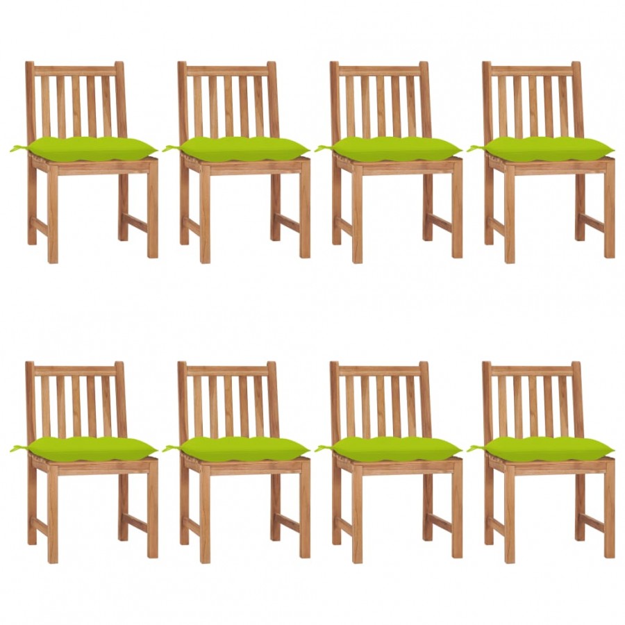 Chaises de jardin 8 pcs avec coussins Bois de teck massif