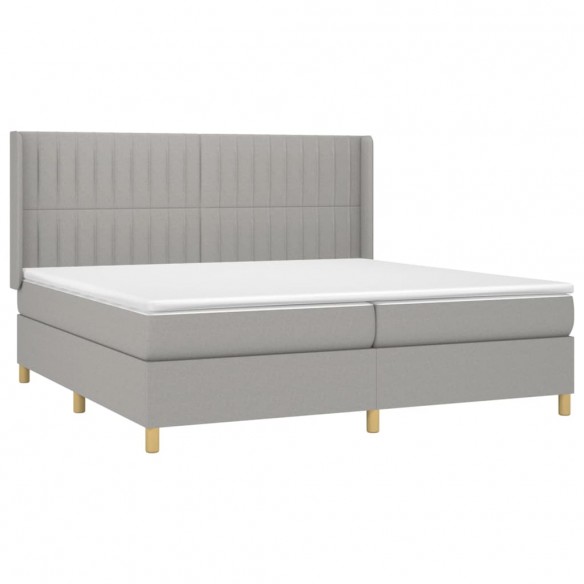 Cadre de lit avec matelas Gris clair 200x200cm Tissu