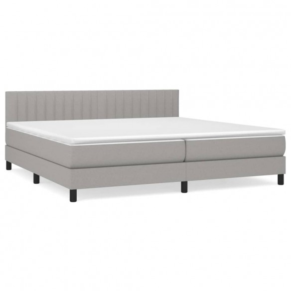 Cadre de lit avec matelas Gris clair 200x200cm Tissu