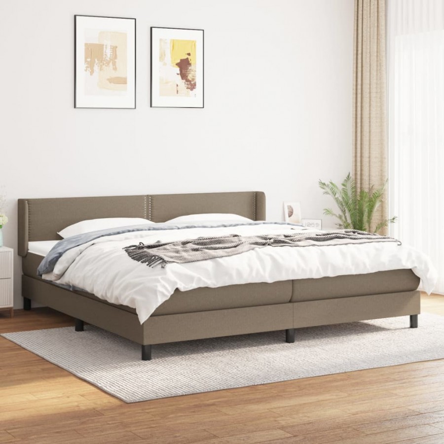 Cadre de lit avec matelas Taupe 200x200 cm Tissu