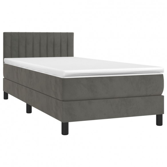 Cadre de lit et matelas et LED Gris foncé 90x200cm