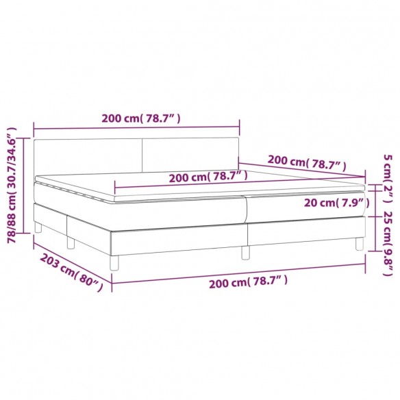 Cadre de lit avec matelas Taupe 200x200 cm Tissu