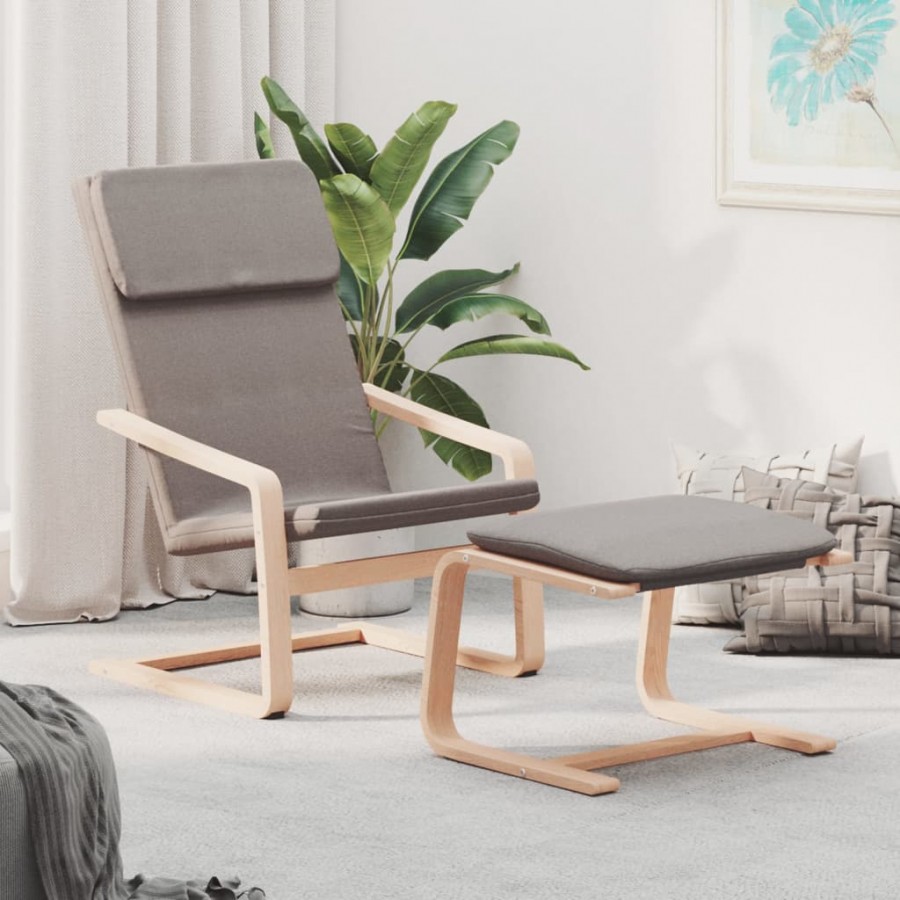 Chaise de relaxation avec repose-pied Taupe Tissu