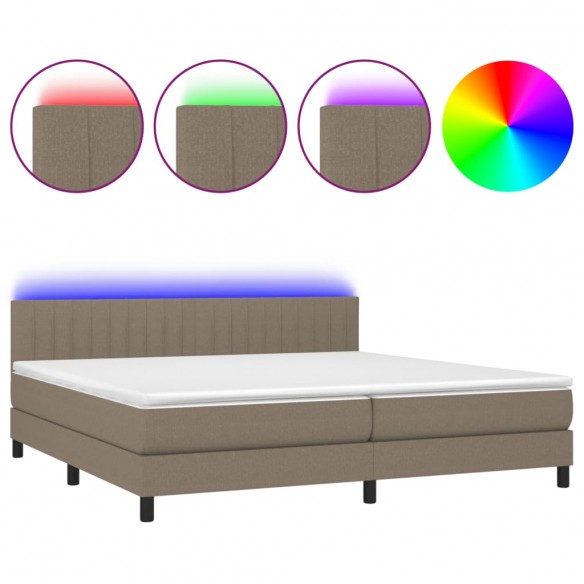 Cadre de lit et matelas et LED Taupe 200x200cm Tissu